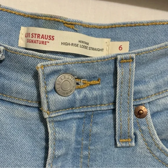 LEVI'S Heritage High Rise Loose Straight Leg Zip Fly Jeans Sz 8 Light Wash - Picture 7 of 15